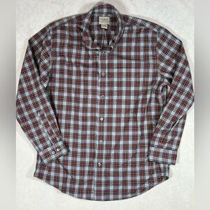L.L. Bean Men's Medium Red and Blue Classic Plaid Shirt